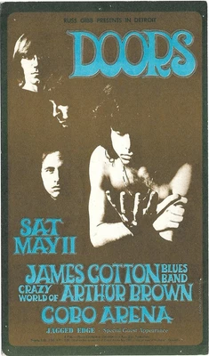 $149.99 • Buy The Doors James Cotton Crazy World Arthur Brown CONCERT HANDBILL 1968 Detroit