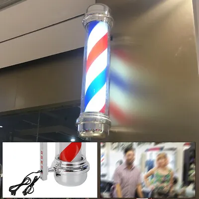 28  Barber Pole Stand Lamp Shop Sign Light Vintage Light LED Rotating Waterproof • $72