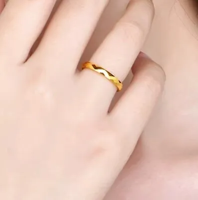 1Pcs Pure 999 24K Yellow Gold Ring Men Women Lucky Simple Ring US 4-10 0.9-1g • $159