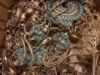 Vintage To Now Jewelry Lot-Tangled Broken Junk Craft-Gold Tone-Silver Tone-10lbs • $103