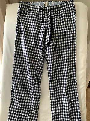 J Crew Pajamas Pants Xs 100% Cotton Weave Flannel Thin Check Navy Blue • $12.27