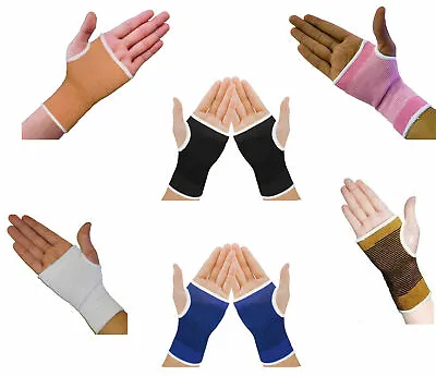 2 X Elasticated Wrist Palm Hand Supports Arthritis Brace Sleeve Bandage Wrap Gym • £3.05