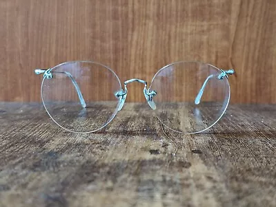 Vintage Algha White Gold Filled Rimless Eyeglasses Frame Made In England #k39 • $180