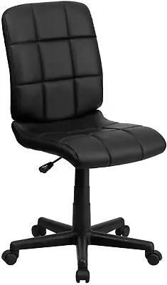 Clayton Mid-Back Black Quilted Vinyl Swivel Task Office Chair • $133.99