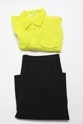 J Crew Sundry Womens Pencil Skirt  Button Down Top Black Yellow 4 2 Lot 2 • $2.99