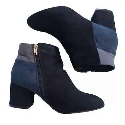 Mia Ankle Boots Color Block Size 9 Blue Gray & Black • $19