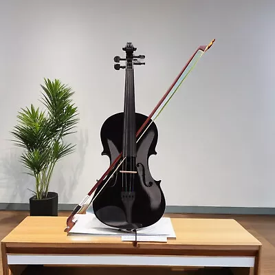 4/4 Full Size Black Acoustic Violin Kit - Fiddle Case Bow Rosin Orchestral • $56.95