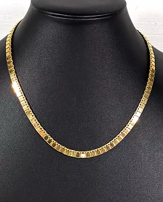 Vintage Monet 5mm Flat Box Chain Choker Collar Necklace 17 Inches • $13.99