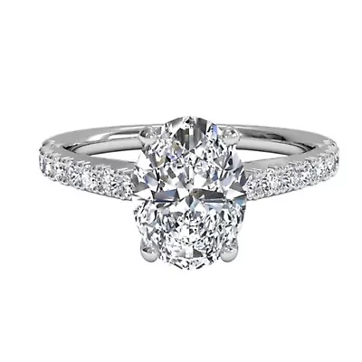 1.30 Ct Oval Cut Moissanite Engagement Bridal Ring 925 Sterling Silver Size 4.5 • $40.50