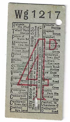 Bus Tram Tickets London 4d. CITY MOTOR OMNIBUS COMPANY Ltd  Route 530 • £1