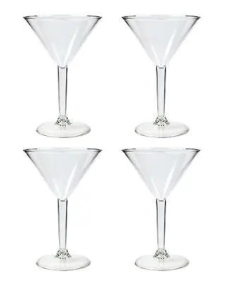 £12.99 • Buy 4x Martini Cocktail Glasses Set Clear Reusable Plastic Cup Summer Party Picnic