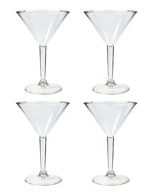 4x Martini Cocktail Glasses Set Clear Reusable Plastic Cup Summer Party Picnic • £12.99