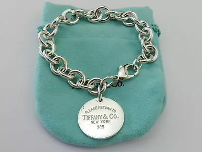 TIFFANY & CO Sterling Silver Return To Tiffany Round Tag Bracelet • $310