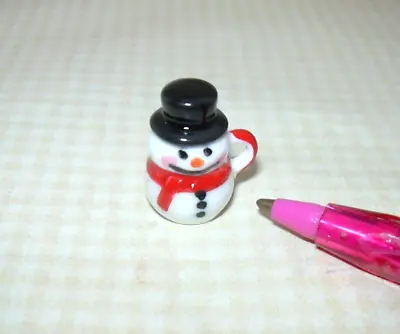 Miniature Snowman Mug W/Removable Black Top Hat Lid - DOLLHOUSE 1:12 Scale • $3.98