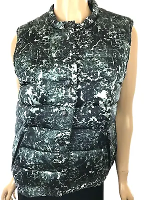 Maison Scotch Marled Printed Puffer Vest Black/White Size 2 Zip Front Polyester • $21.90