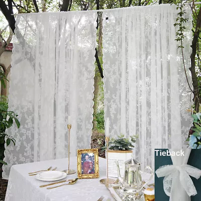 Outdoor Voile Sheer Curtain Drapes White Door Lace Curtains Panel Patio Slot Top • £7.55