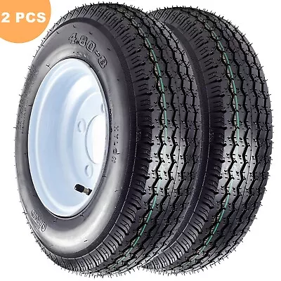 Trailer Tires 4.80x8 480-8 4.80-8 With 8'' Rim 4 Lug 6PR Load Range C 6 PLY 2Set • $67.99