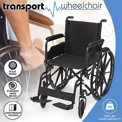 [FDA APPROVED]Foldable Manual Wheelchair W/Flip Back Armrest Swing Away Footrest • $142.99