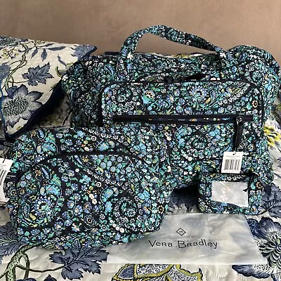 Vera Bradley Weekend Travel Large Cosmetic Zip Id Dreamer Paisley Set • $150