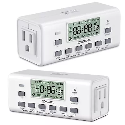 Outlet Timer 2 Pack Digital Timer With Dual Outlets 7 Day Programmable Indoor  • $32.73