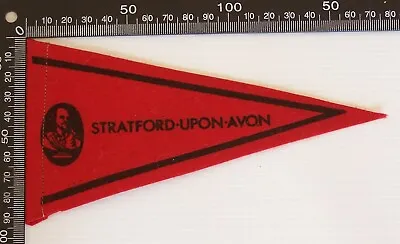 VINTAGE STRATFORD-UPON-AVON UK ENGLAND 18x9cm SOUVENIR VINYL WALL PENNANT FLAG  • $12.75