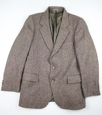 Vintage Men's Brown Gray Woven Wool Tweed Blazer Jacket - Levis Menswear - 40s • $31.49