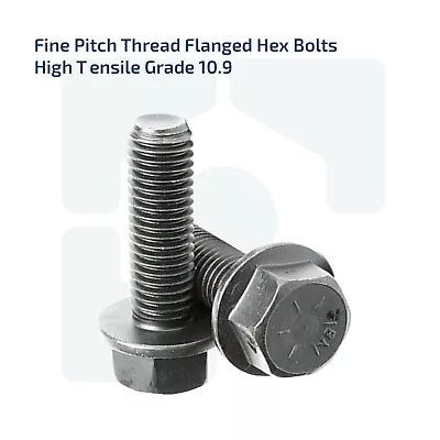 M8 M10 M12 M14 Fine Pitch Thread Flanged Hex Bolts High Tensile Grade 10.9 • £2.69