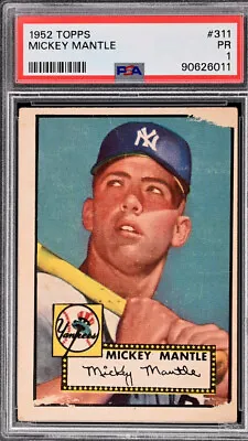 1952 Topps Mickey Mantle Rookie PSA 1 #311 RC - CLEAN - • $35000