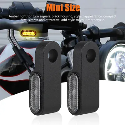 2PCS Mini Motorcycle LED Turn Signals Blinker Light Indicator Amber Lamp Black • $12.99