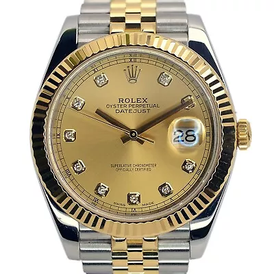 Rolex Datejust Ii Mens Watch 41mm Two-tone Champagne Diamond 126333 Box&cert • $16092