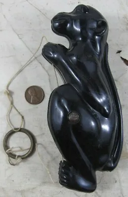 Vintage Hard Black Plastic Mechanical Pull Toy Monkey Climbing String • $25