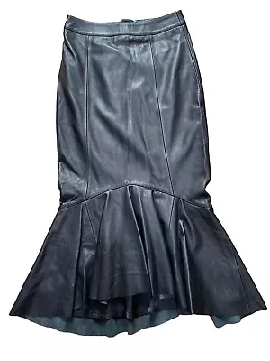 Marks & Spencer Size 8 Per Una Genuine Leather Fishtail Midi Skirt • £34.99