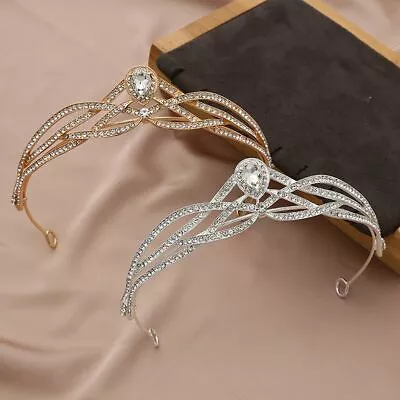 Baroque Luxury Crystal Heart Bridal Tiaras Crown Big Rhinestone Pageant Hairban/ • £6.54