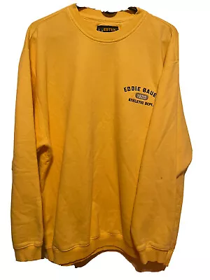 Vintage Eddie Bauer EBTek Sweatshirt Yellow Adult M Athletic ￼Dept 1920 1990s OG • $28.99