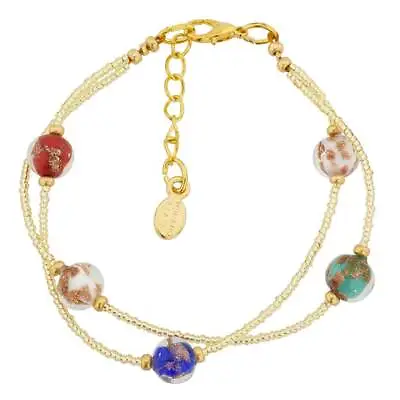 Glass Of Venice Aurora Murano Glass Bracelet Multicolor Handmade With Italian Sp • $48.95