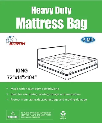 King And Queen Size Mattress Cover For Moving And Storage • £7.99