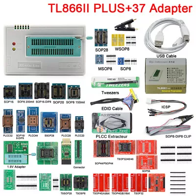 NEW T48 TL866II Plus High Speed Universal Programmer+Adapters+Test Clip PIC Bios • $198