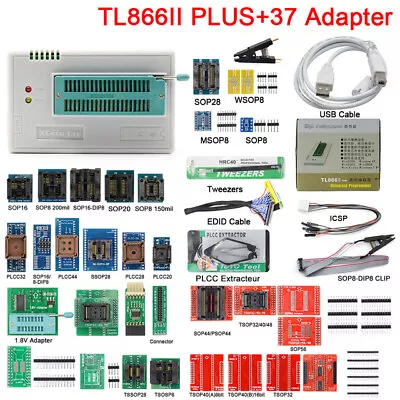 T48 TL866II Plus High Speed Universal Programmer+Adapters+Test Clip PIC Bios • $221