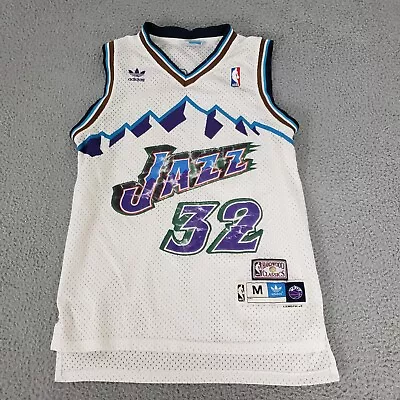 VINTAGE Utah Jazz Jersey Mens Medium White 32 Karl Malone Hardwood Classics • $40