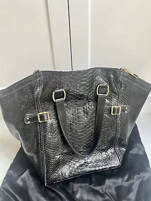 YVES SAINT LAURENT YSL Rive Gauche By Pilati Downtown Python Tote Bag Black • $900