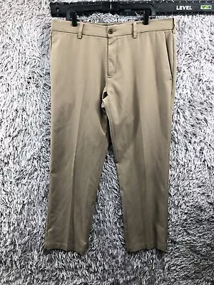 Haggar Cool 18 Pro Pants Mens Size 38x30 Beige Casual Stretch FLAW • $7.88