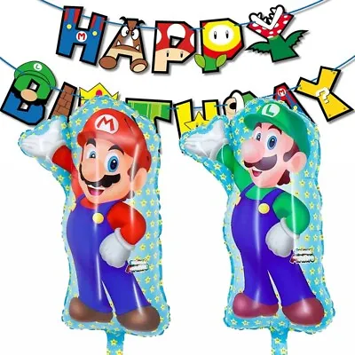 3 PCS Mario Bros Balloons Luigi Balloons With Happy Birthday Banner Video Game • $9.99