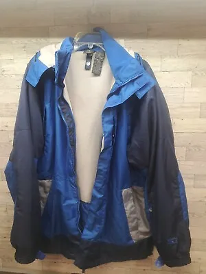 Starter Blue/Gray Insulated Hooded Winter Coat Vented Jacket Med • $34.94