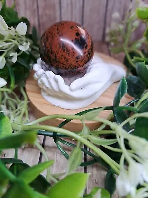 Quality Mahogany Obsidian Crystal Sphere 3cm & Holder - Orb Gift • £14.99