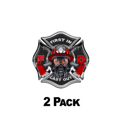 First In Last Out - IAFF Sticker Decals Firefighter Maltese Cross 3  Black/Red • $3.49