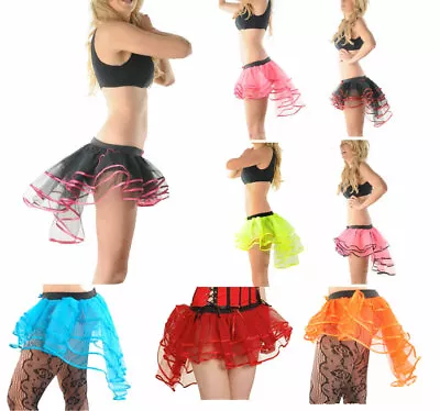 WOMEN'S 3 LAYER BURLESQUE TUTU SKIRT 1980s DANCEWEAR FANCY DRESS HEN PARTY DRESS • £10.19