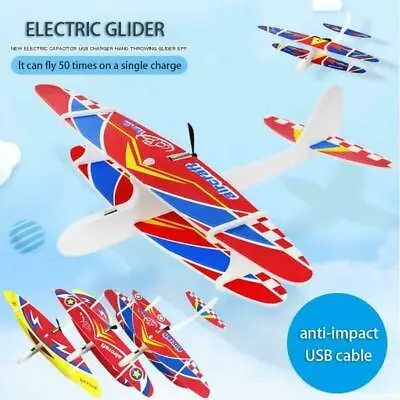 Rechargeable Hand Throw Air Plane Aircraft Launch Glider Plane Kids Toy USB • £7.99