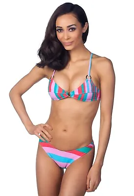 $14.99 • Buy Rosa Cha Bralette Striped Underwire Top Bikini Swimsuit 7250 SIZE Small