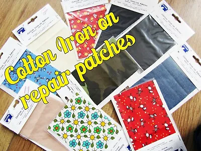 Iron On Mending Patches Fabric Patches Repair Iron-on Fabric Self-adhesive Fix • £2.40