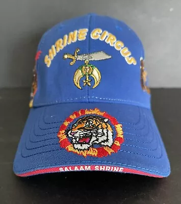 Vtg Shrine Circus ~ Blue Embroidered Baseball Ball Cap Hat~ Tiger Elephant Clown • $12.97